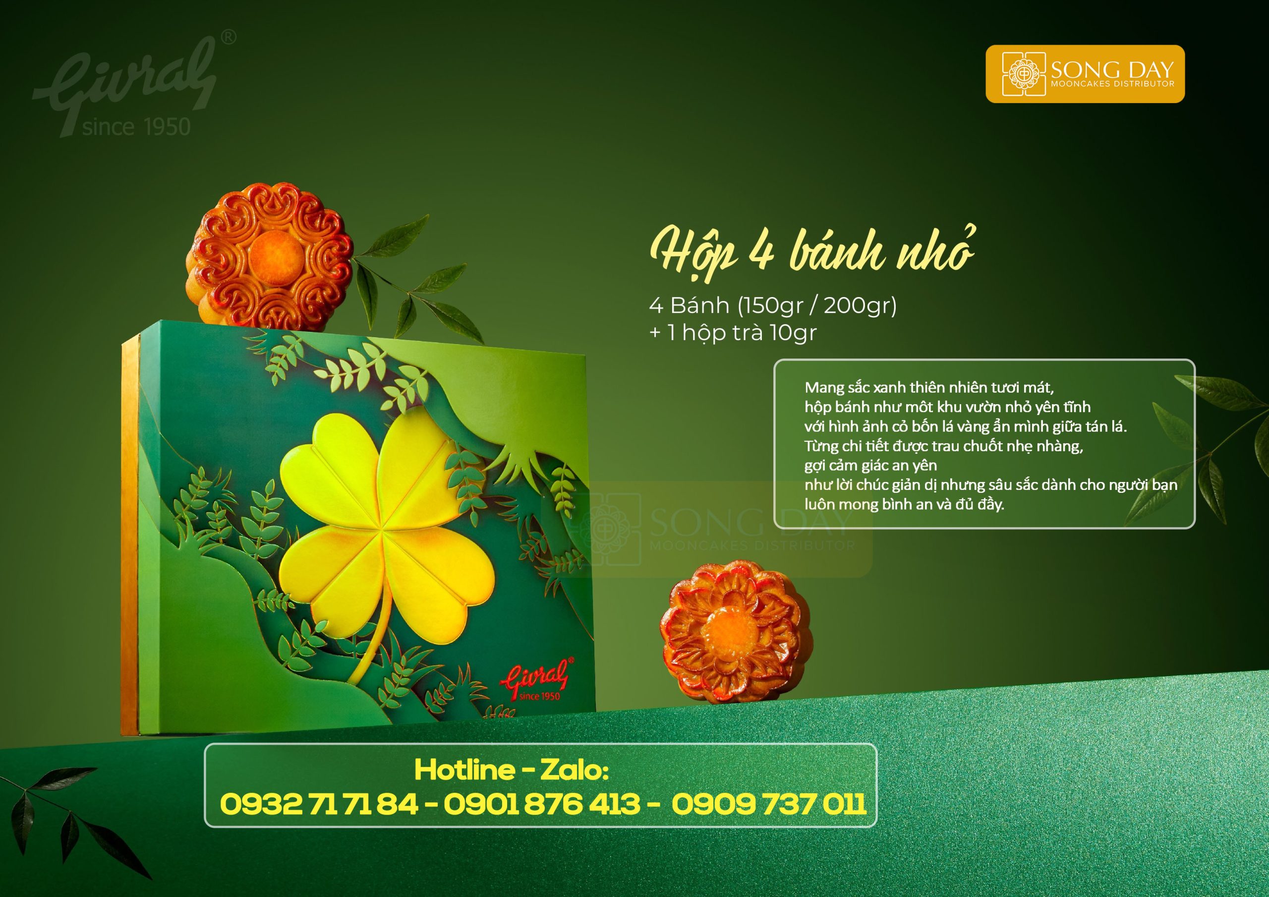 mẫu hộp bánh trung thu givrak hộp 4 bánh nhỏ