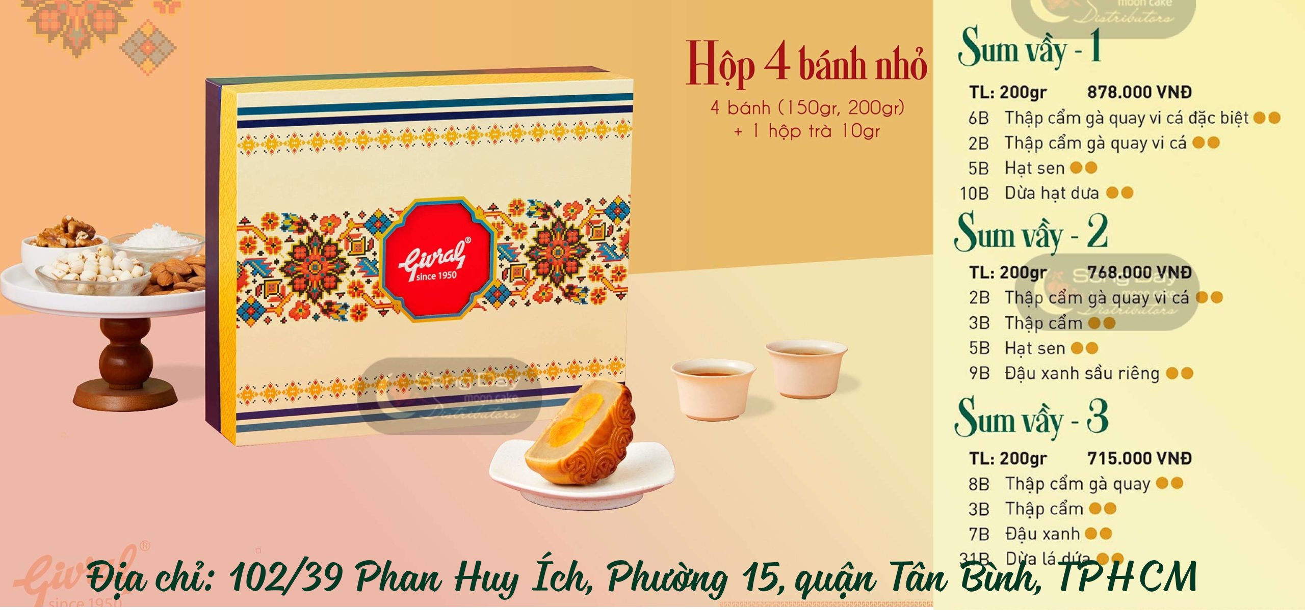 giá combo hộp sum vây bánh trung thu givral